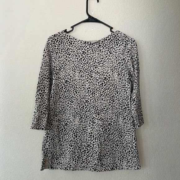 LADIES JJILL BOAT-NECK SWEATER OCELOT PATTERN Size Small 3/4 Sleeve - Picture 5 of 14